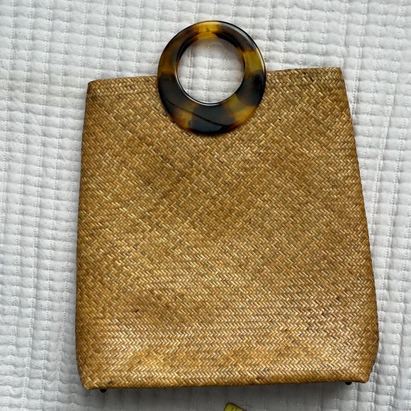 Gail DeLoach Asiaphile Woven Gator Brown Rattan Handbag Purse Clutch Vintage - Picture 3 of 13